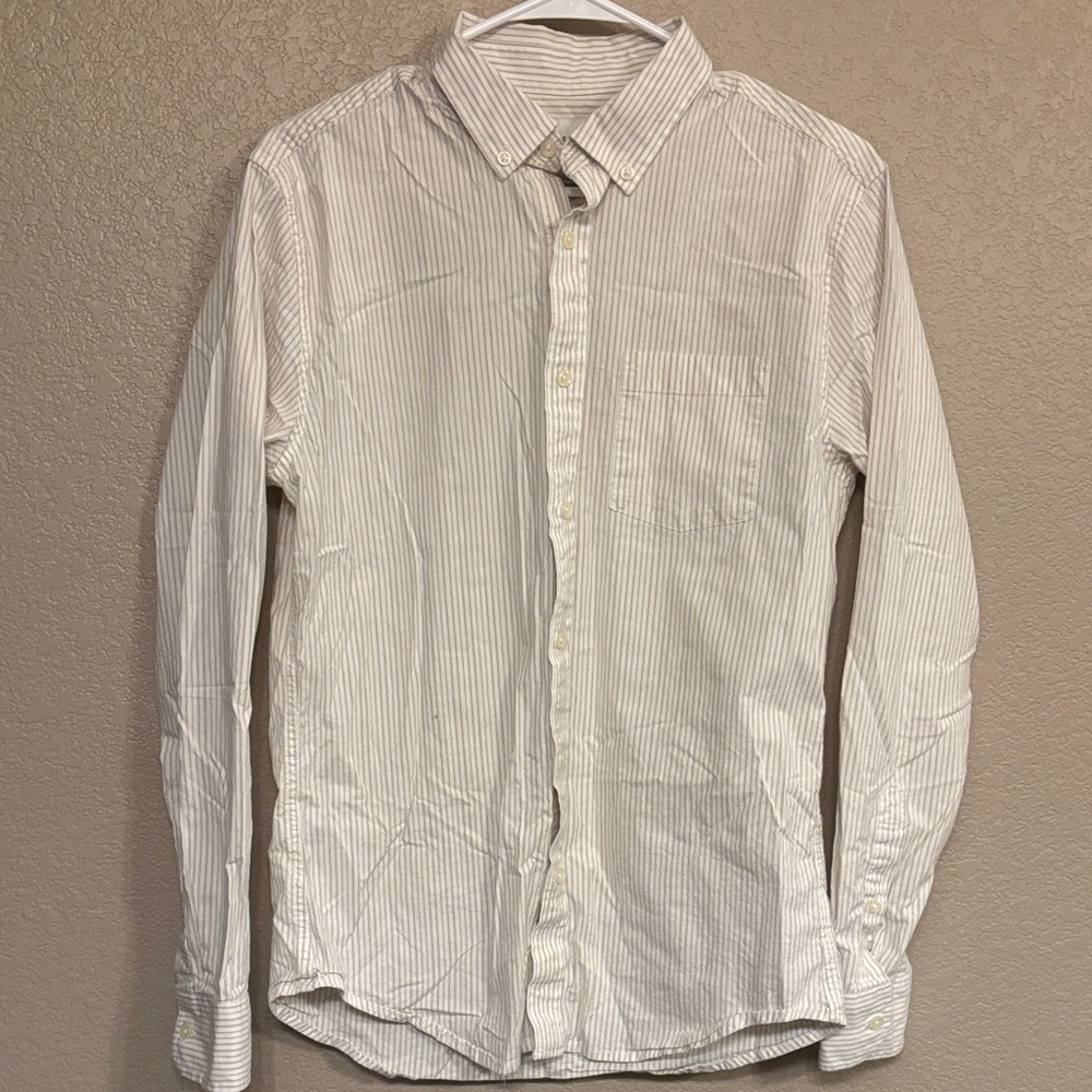 Goodfellow & Co Men's White Striped Button Down Shirt